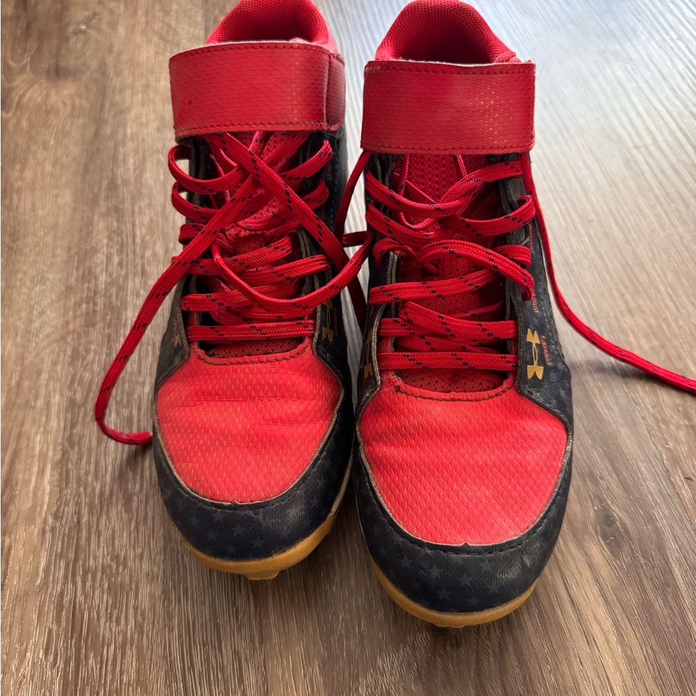 Under Armour Red and Black Sports cleats